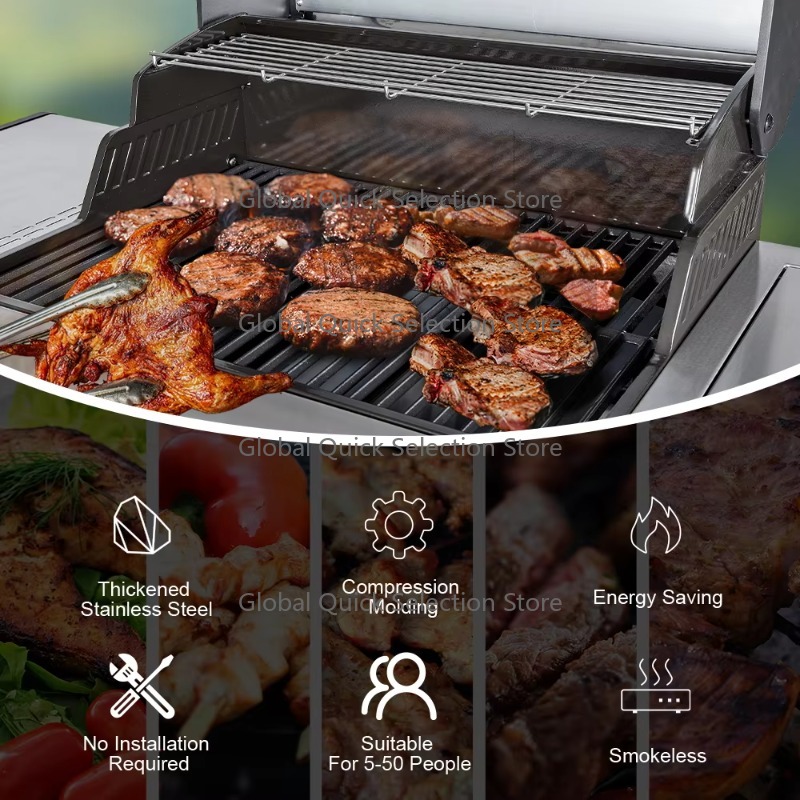 Heavy Equipment Business - Heavy-duty Smokeless Gas BBQ Grill, Commercial